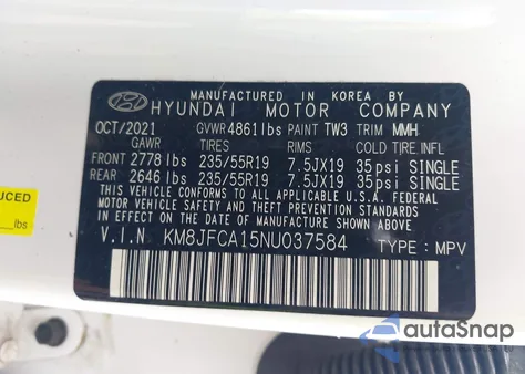 2022 Hyundai Tucson Hybrid Sel Convenience from USA, damaged, VIN KM8JFCA15NU037584